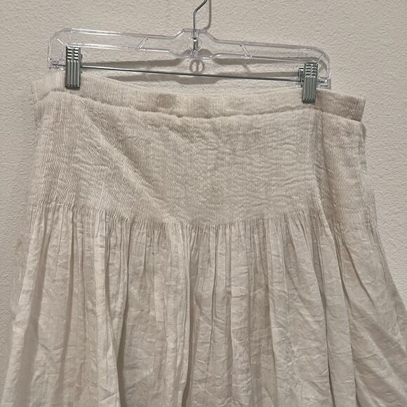 coldwater creek womens Sz L skirt blue lined a line midi Coastal Lagenlook Artsy - Picture 3 of 8